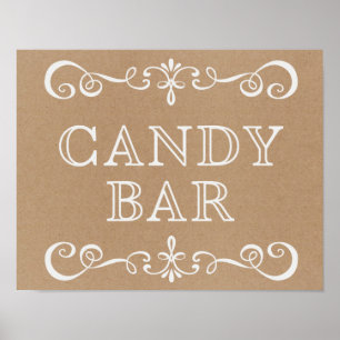 Poster Signal mariage - Barre de bonbons Panneau Rustique