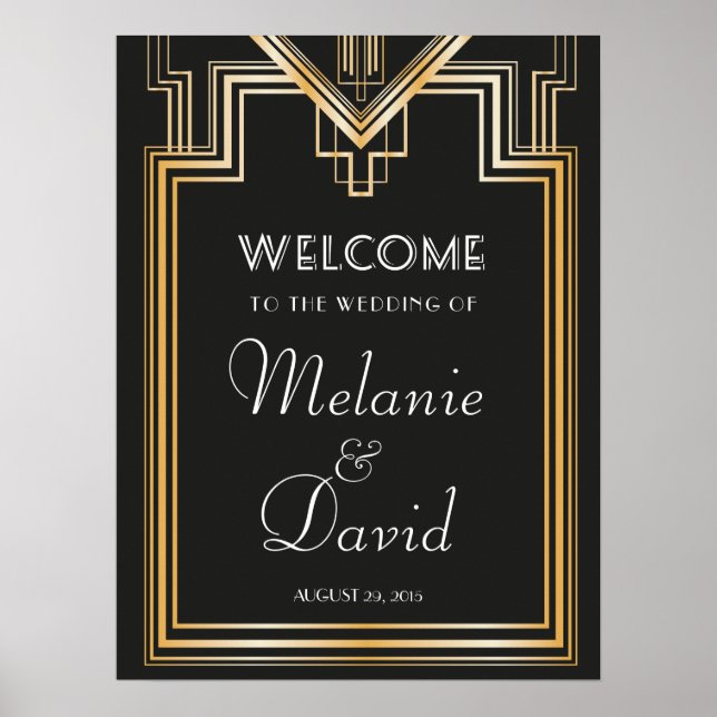 Poster Signal Mariage de bienvenue inspiré de Great Gatsb (Devant)