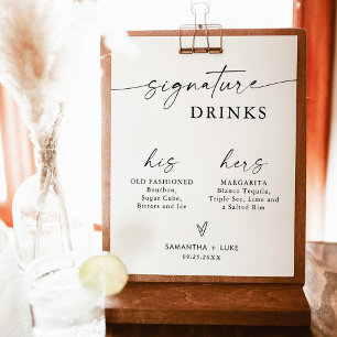 Poster Signal mariage Signature Boisson Panneau à barre