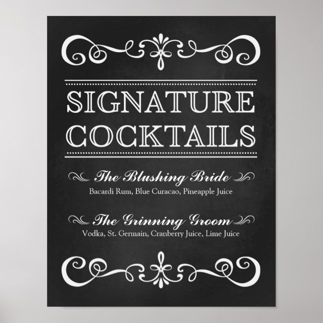 Poster Signal mariage - Signature Cocktail Panneau de sig (Devant)