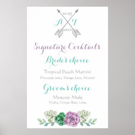 Poster Signal mariage signature cocktails fleur bothaniqu
