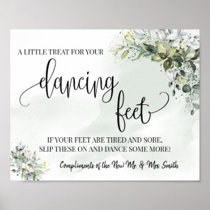 Poster Signal pieds dansants tongs mariage eucalyptus