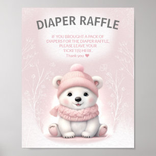Poster Signal rabat Baby shower rose Ours d'hiver