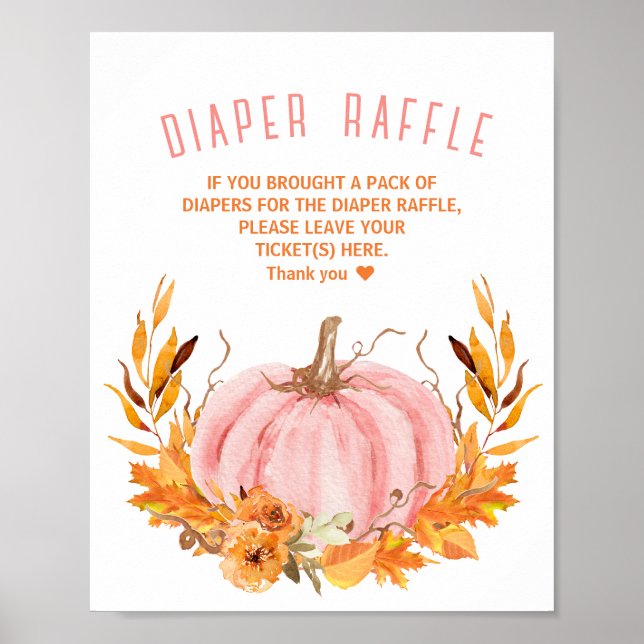 Poster Signal rabat Citrouille rose Baby shower (Devant)