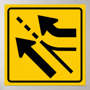 Poster Signal routier de la voie ajoutée (à droite)