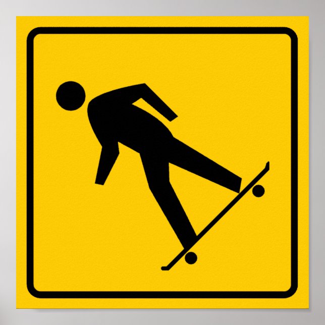 Poster Signal routier de la zone de skateboard (Devant)