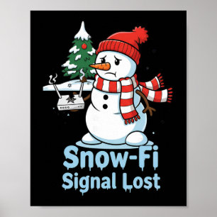Poster Signal Snow-fi Drôle Perdu Noël Dessin De Bonhomme