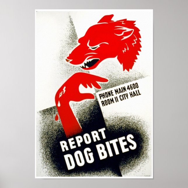 Poster Signaler les piqûres de chien (Devant)