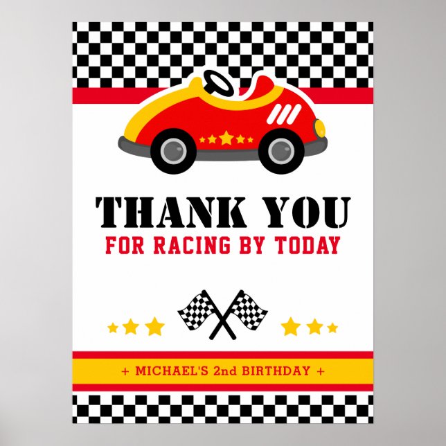 Poster Signalisation de fête d'anniversaire de la voiture (Devant)