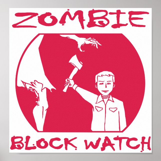 Poster Signalisation de surveillance de bloc de zombie (Devant)