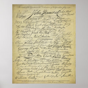 Poster Signataires de la Déclaration d'indépendance Impri