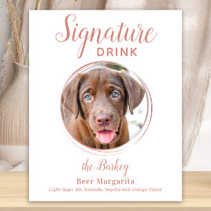 Poster Signature Boire Élégant Rose Gold Pet Mariage