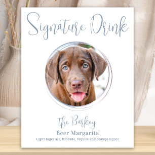 Poster Signature Boire moderne Dusty Blue Dog Mariage ani