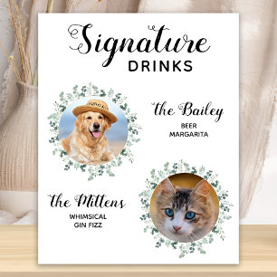 Poster Signature Boissons Cocktail Mariage pour animaux d
