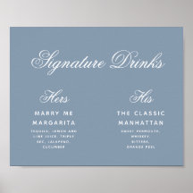 Signature Boissons Dusty Blue Simple Mariage Signa