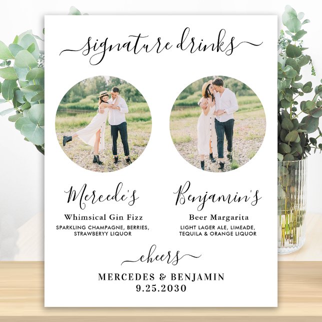 Poster Signature Boissons Élégante barre de Mariage photo (Créateur téléchargé)