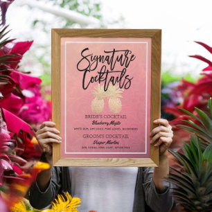 Poster Signature Cocktail Boisson Menu Mariage Décor Post