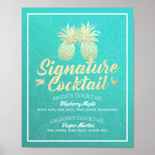 Poster Signature Cocktail Boisson Menu Mariage Décor Post