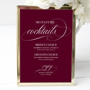 Poster Signature Cocktails Burgundy Marsala Mariage