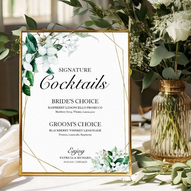 Poster Signature Cocktails Géométrie Florale Géométrie Ve (Créateur téléchargé)