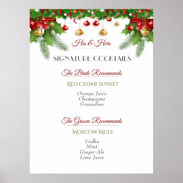 Poster Signature Cocktails Noel Mariage d'hiver (Devant)