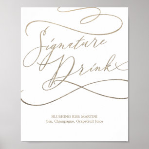 Poster Signature de calligraphie or romantique Signet boi