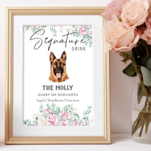 Poster Signature de chien berger allemand Signet boisson