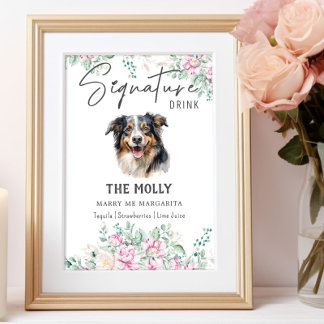 Poster Signature de chien berger australien Signet boisso