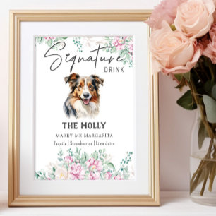 Poster Signature de chien berger australien Signet boisso