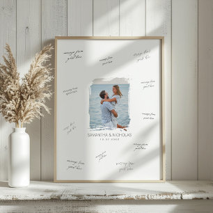 Poster Signature de l'invité de mariage photo aquarelle m