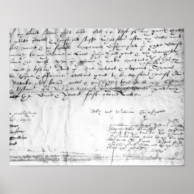 Poster Signature de William Shakespeare, 1616 (Devant)