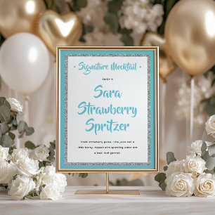 Poster Signature du cadre en argent Glittery Mocktail ble