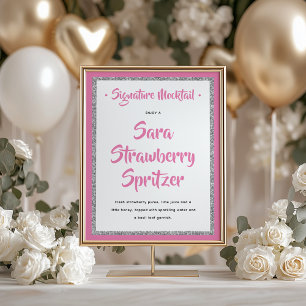 Poster Signature du cadre en argent Glittery Mocktail ros