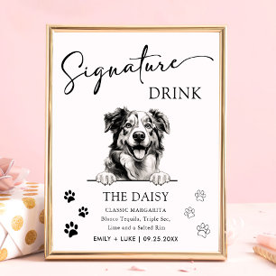 Poster Signature du Mariage de berger australien Boire Si