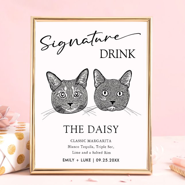 Poster Signature du Mariage de chats en couple Signet boi (Créateur téléchargé)