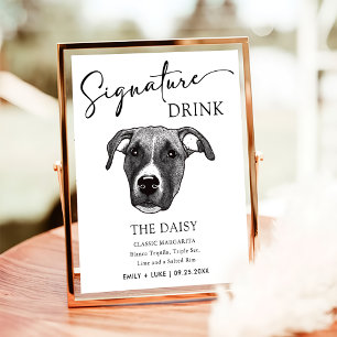 Poster Signature Mariage de chien Boxer Signet boisson