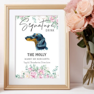 Poster Signature Mariage de chien Dachshund Signet boisso