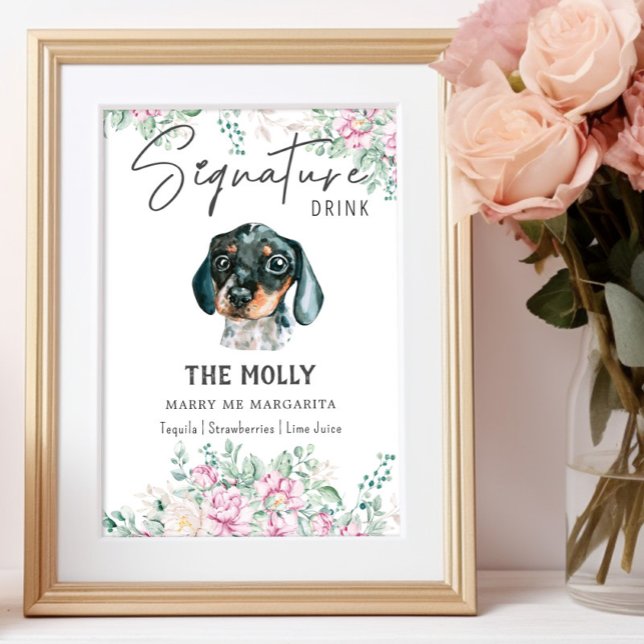 Poster Signature Mariage de chien Dachshund Signet boisso (Créateur téléchargé)