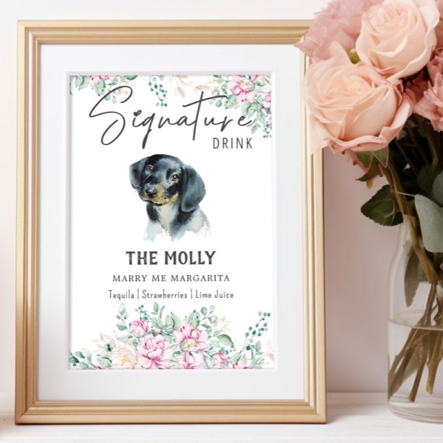 Poster Signature Mariage de chien Dachshund Signet boisso (Créateur téléchargé)