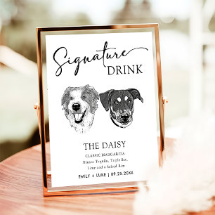 Poster Signature Mariage de chien noir et blanc Signet bo