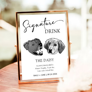 Poster Signature Mariage de chien noir et blanc Signet bo