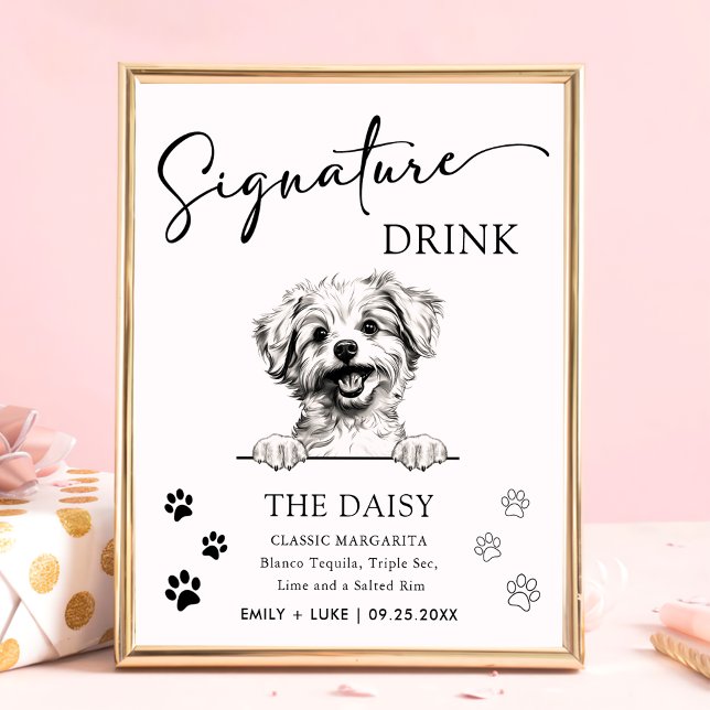 Poster Signature Mariage de chien Pomapoo Boire Signal (Créateur téléchargé)
