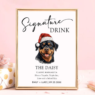 Poster Signature Mariage de chien Rottweiler Signet boiss
