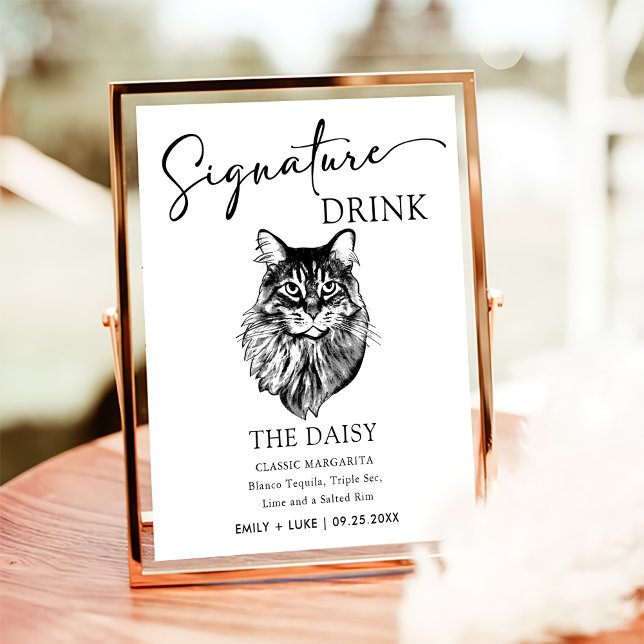 Poster Signature Mariage du chat Maine Coon Boire Signet (Créateur téléchargé)