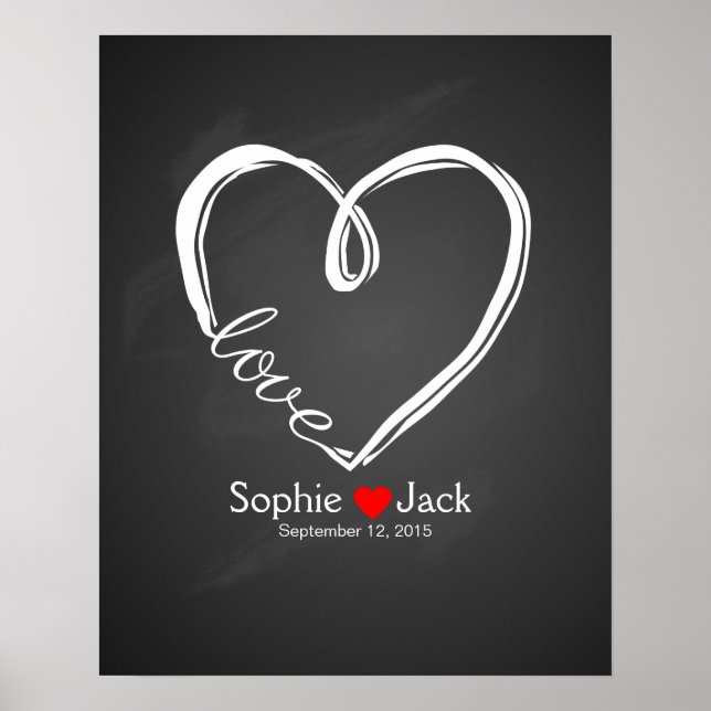 Poster signature mariage guest book infinity heart chalan (Devant)