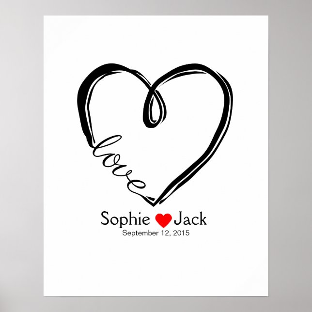 Poster signature mariage livre d'hôtes couleur coeur infi (Devant)