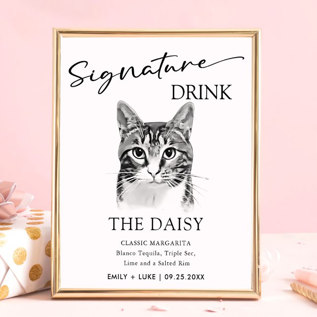 Poster Signature Mariage Tabby Cat Signet boisson (Créateur téléchargé)