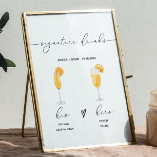 Poster signature moderne boissons signet mariage