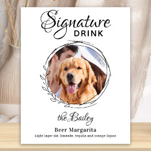 Poster Signature personnalisée Boire Photo Barre de chien