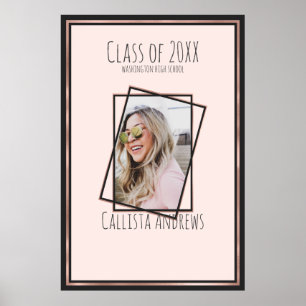 Poster SIGNATURE Photo Rose Gold Pink Graduation Party